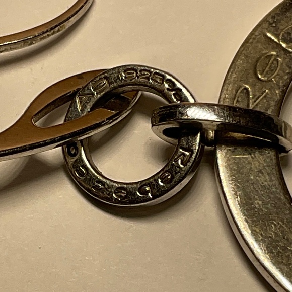 Vintage Sterling Silver Rebecca Hoop Dangle Earrings. 2.25 inches long - Picture 3 of 6